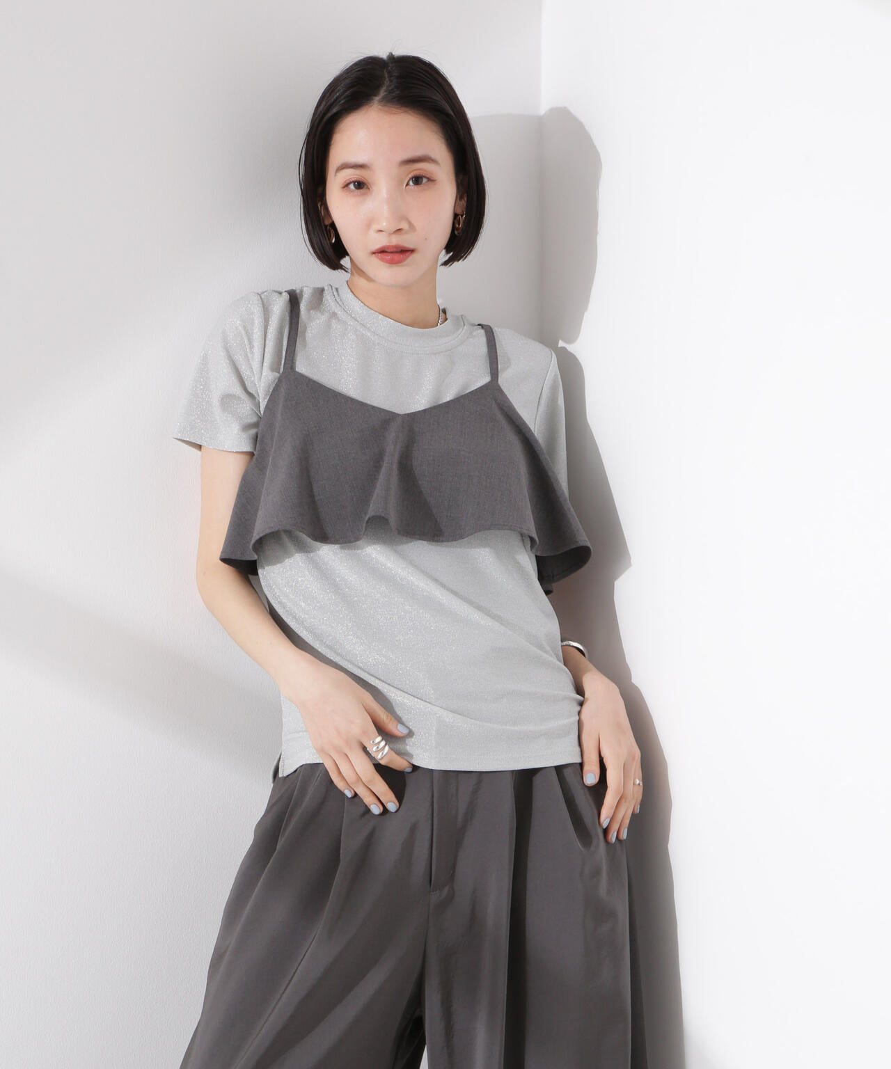 ラメカットクルーネックＴシャツ