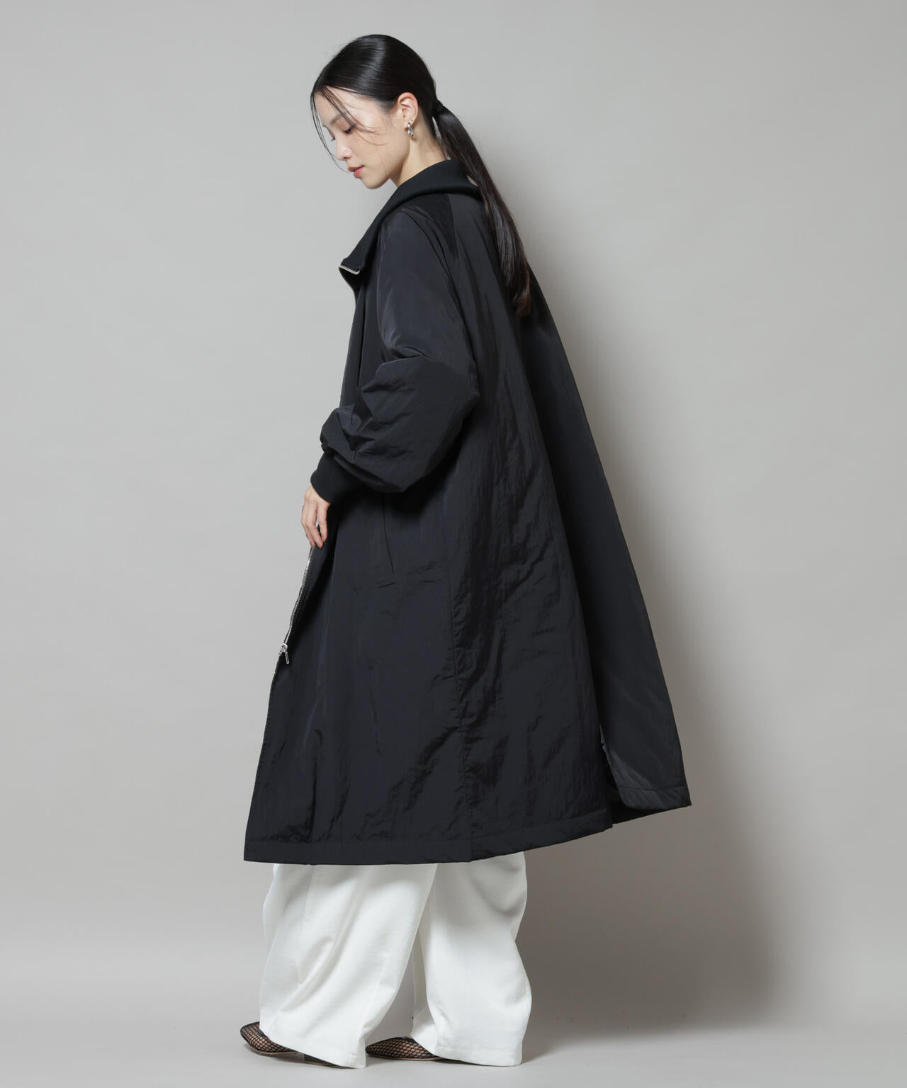 撥水加工・機能中綿 ジップアップリブロングコート | NANO universe