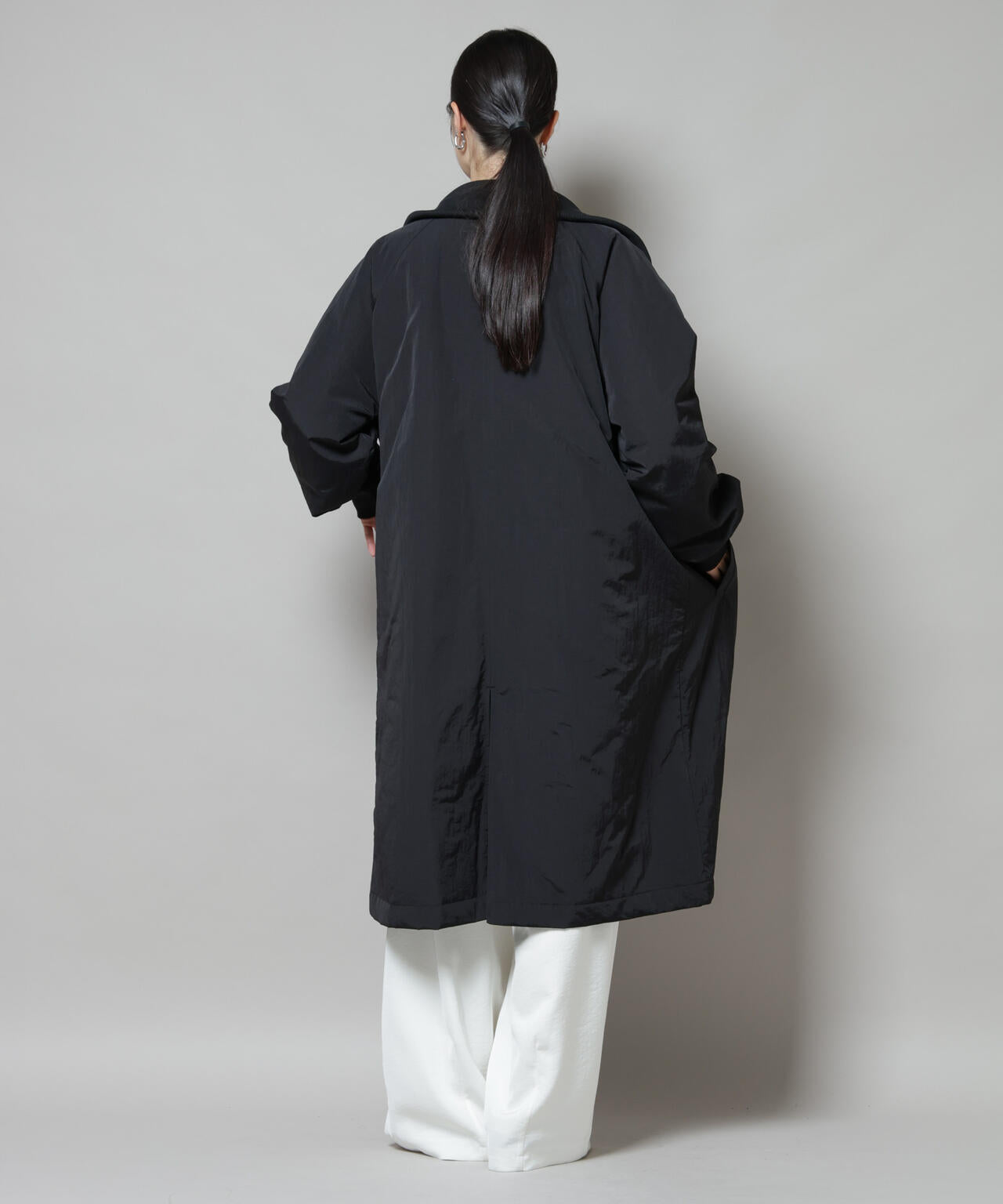 良品✨ ゴーシュ リネン ノーカラー ジップ ブルゾン 日本製 黒 Mochi モチ no collar coat [black]