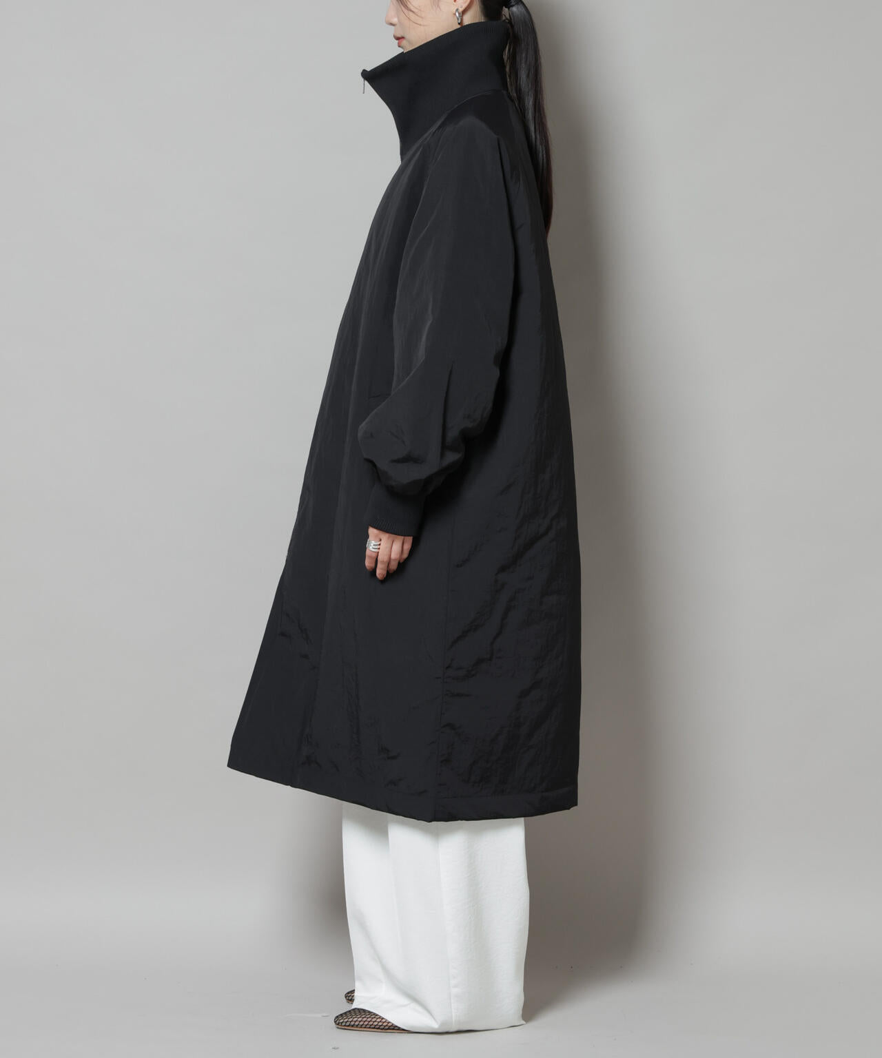 撥水加工・機能中綿 ジップアップリブロングコート | NANO universe