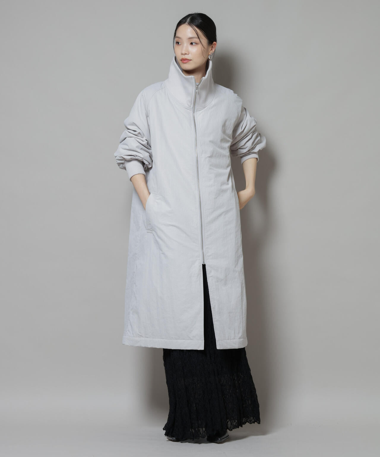 撥水加工・機能中綿 ジップアップリブロングコート | NANO universe