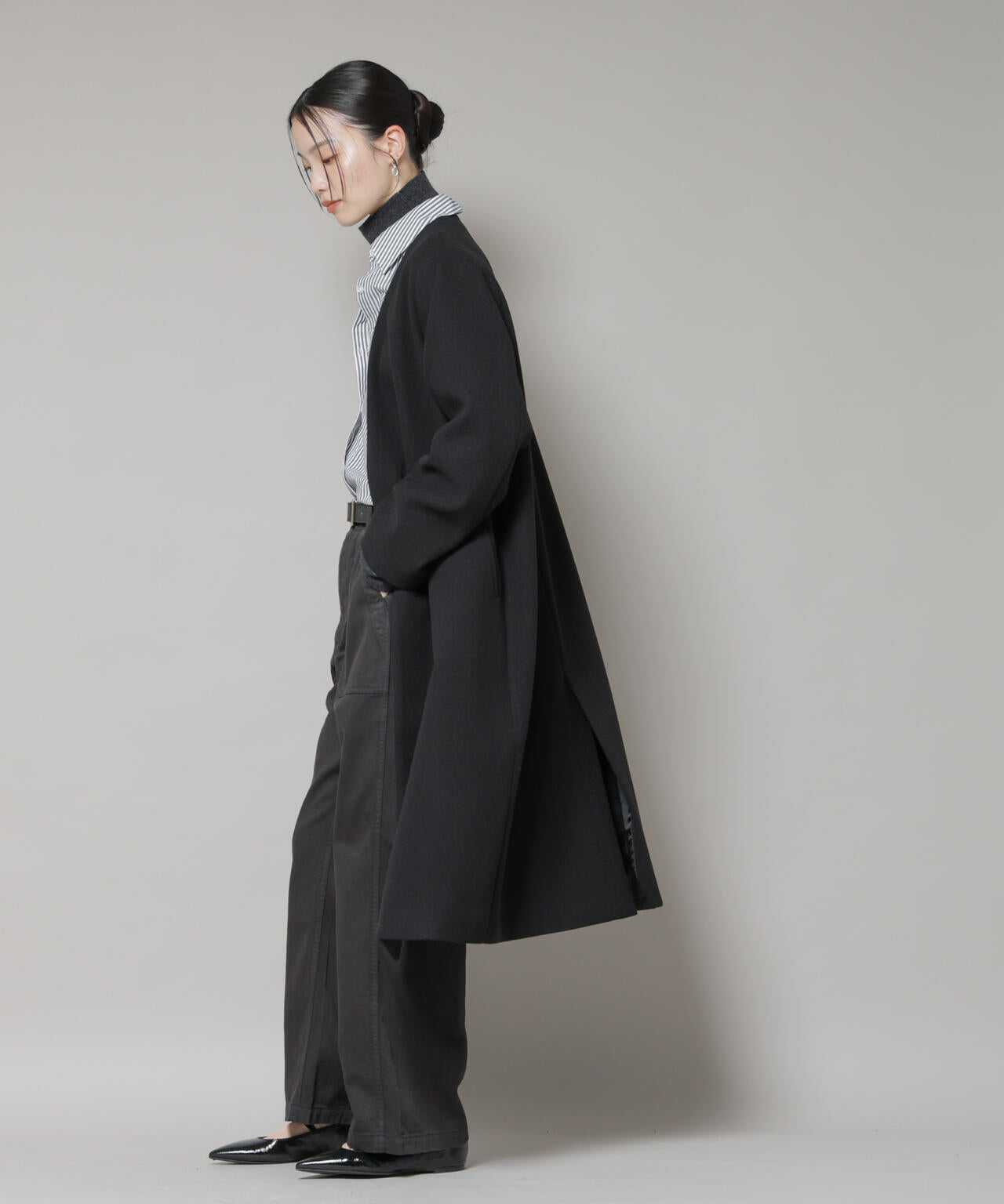 Vネックノーカラーコート | NANO universe（ナノ・ユニバース