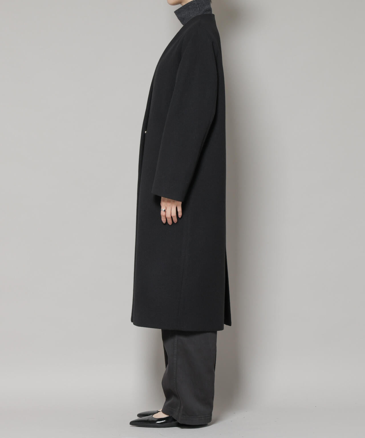Vネックノーカラーコート | NANO universe（ナノ・ユニバース