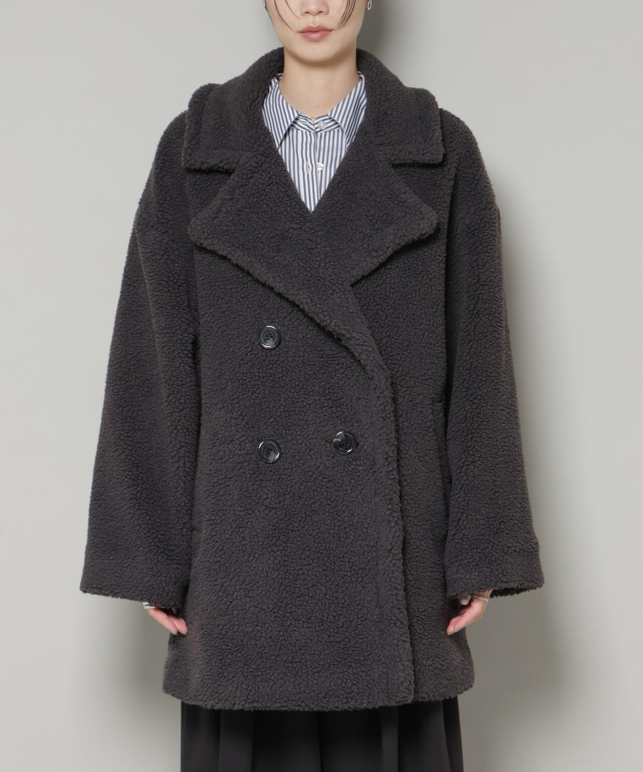 ボアワイドダブルボタンコート | NANO universe（ナノ・ユニバース