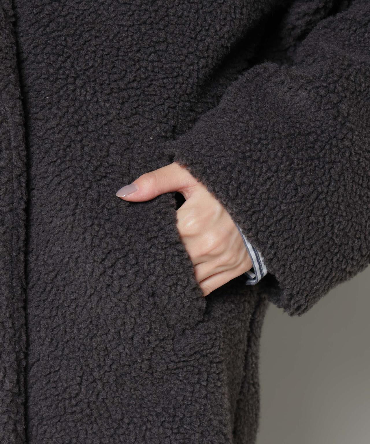 アンミヌ UNMINOU ダブルボタンベアコート ブラック Amazon.co.jp