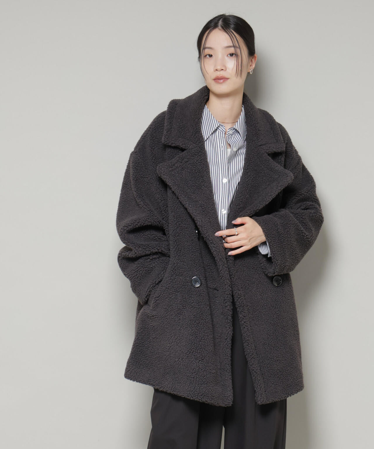 ボアワイドダブルボタンコート | NANO universe（ナノ・ユニバース