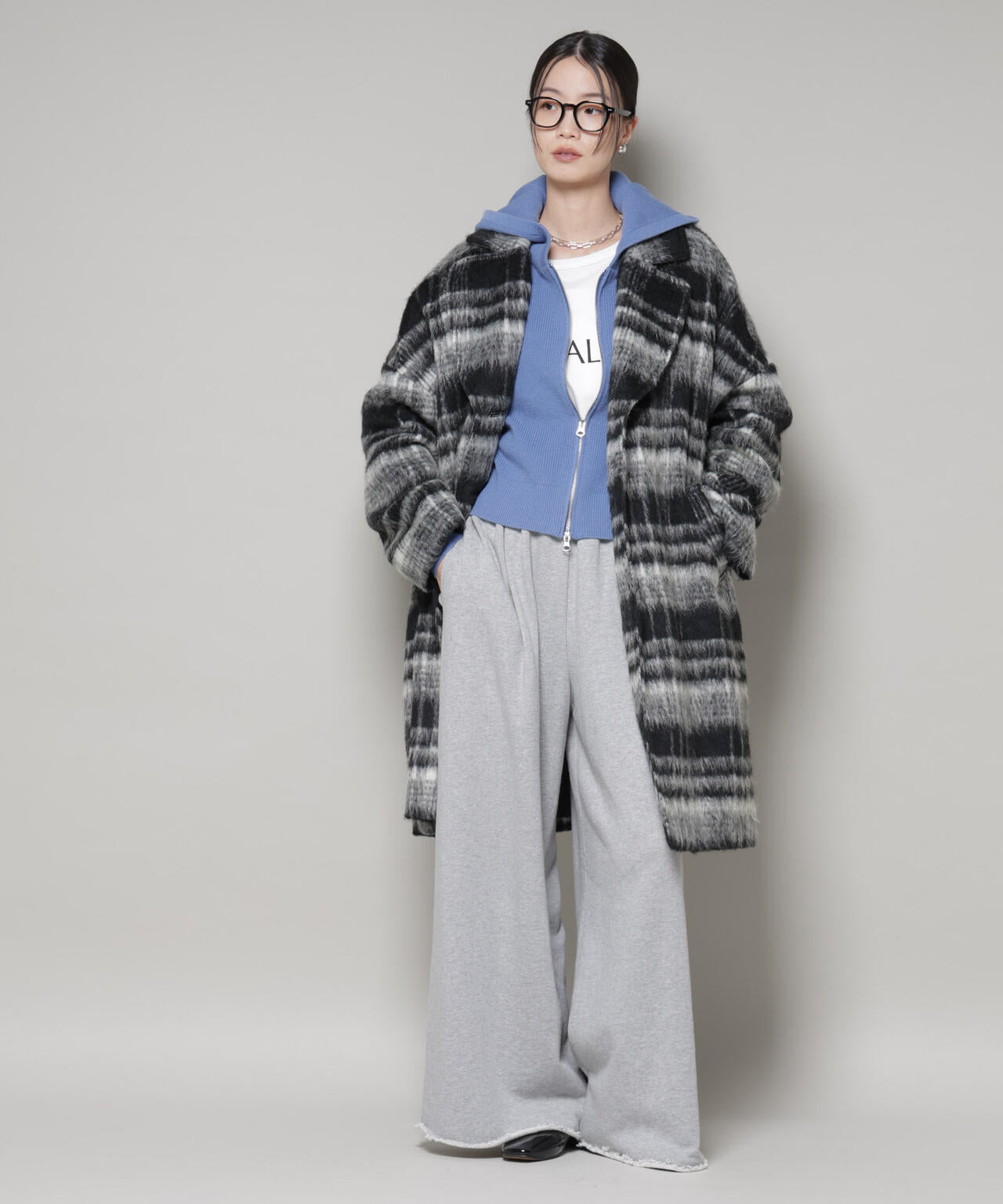 シャギーチェックコート | NANO universe（ナノ・ユニバース