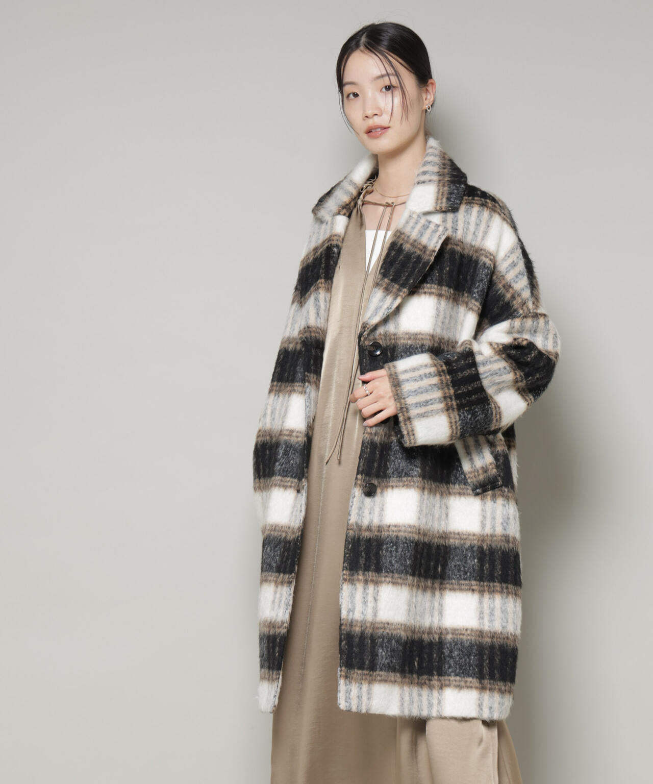 シャギーチェックコート | NANO universe（ナノ・ユニバース