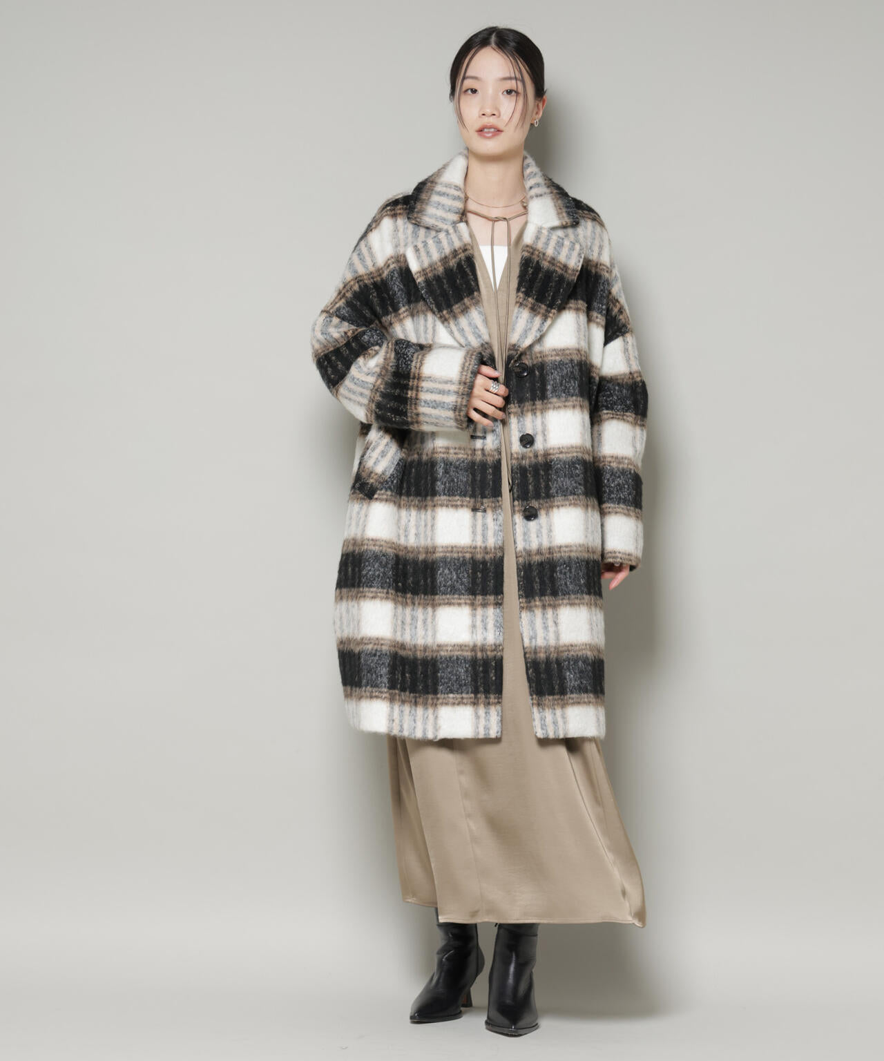 シャギーチェックコート | NANO universe（ナノ・ユニバース