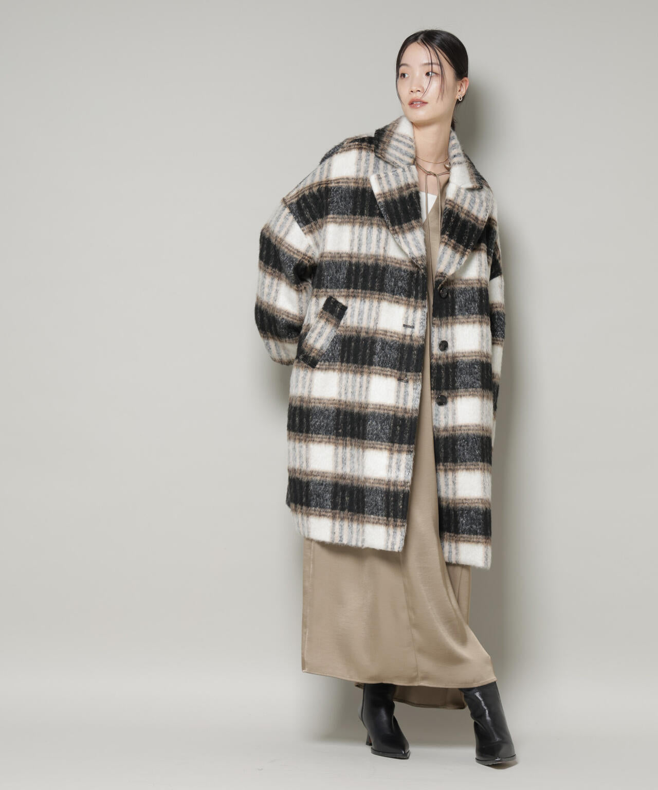 シャギーチェックコート | NANO universe（ナノ・ユニバース