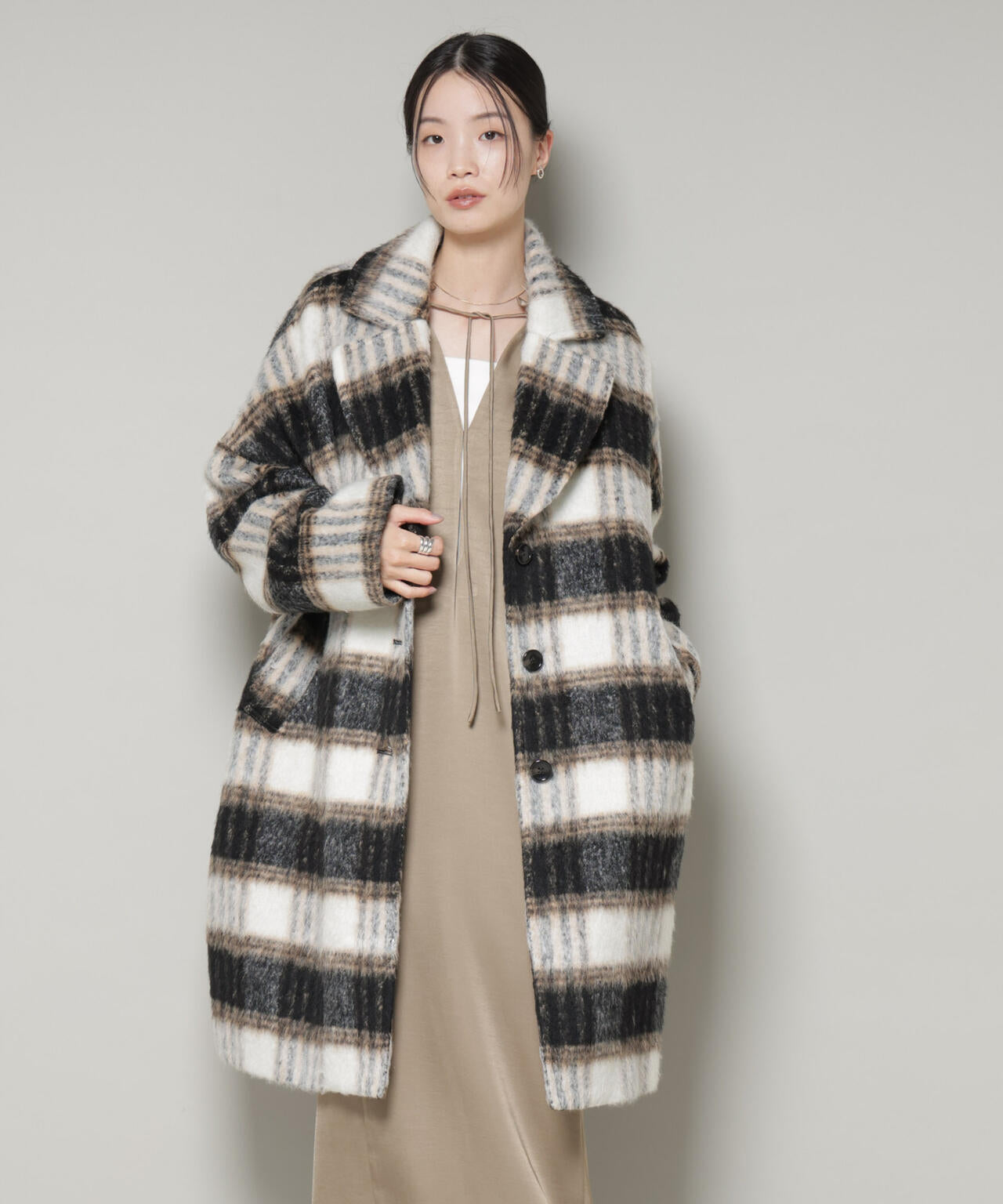シャギーチェックコート | NANO universe（ナノ・ユニバース