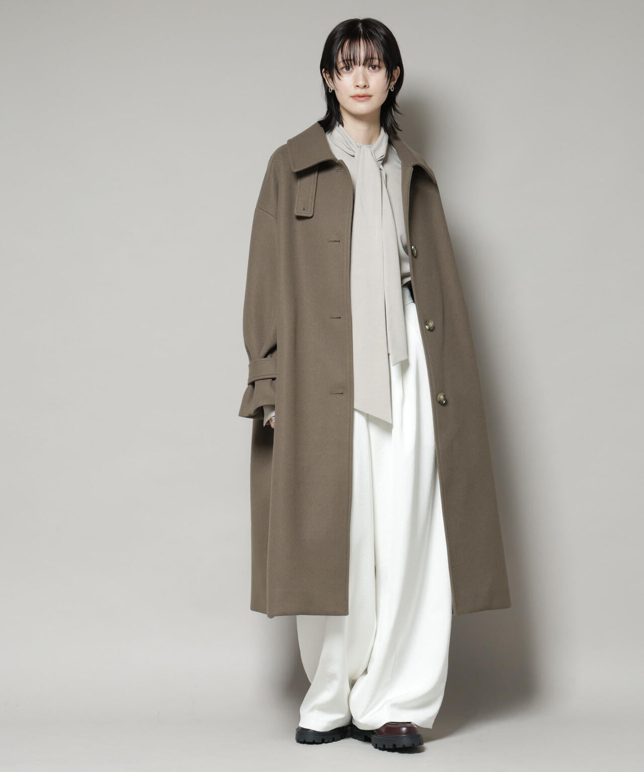 メルトンジャージーステンカラーコート | NANO universe（ナノ