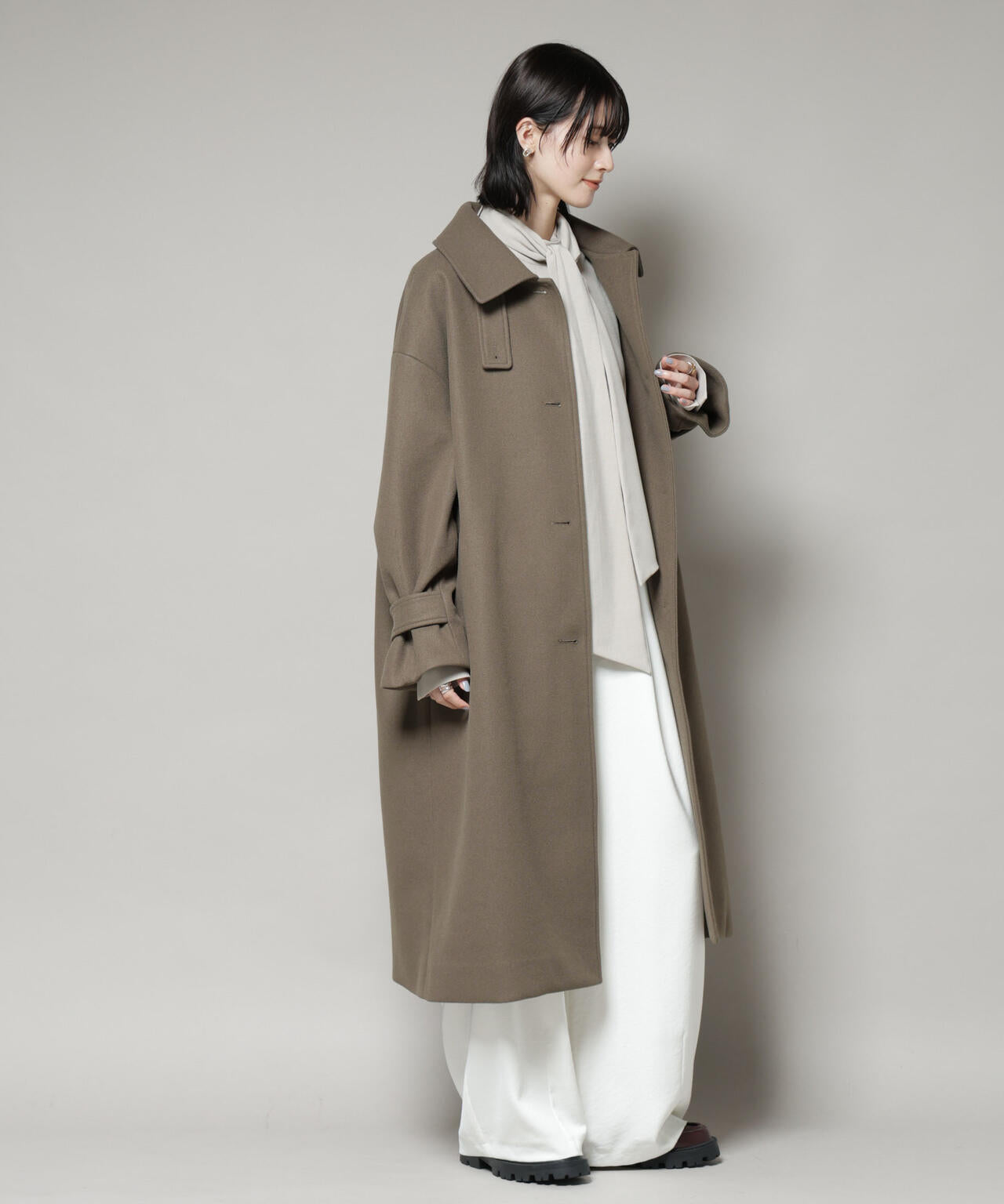 メルトンジャージーステンカラーコート | NANO universe（ナノ