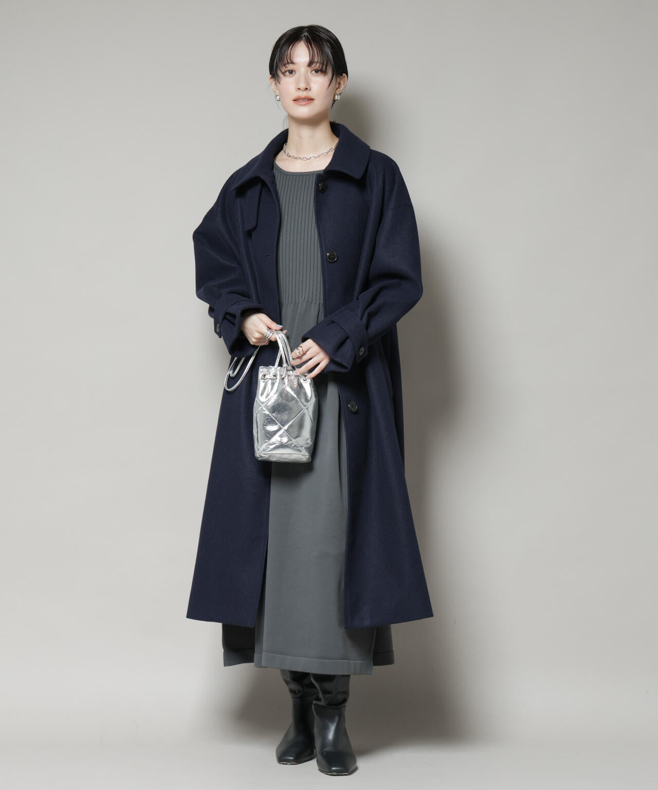 メルトンジャージーステンカラーコート | NANO universe（ナノ