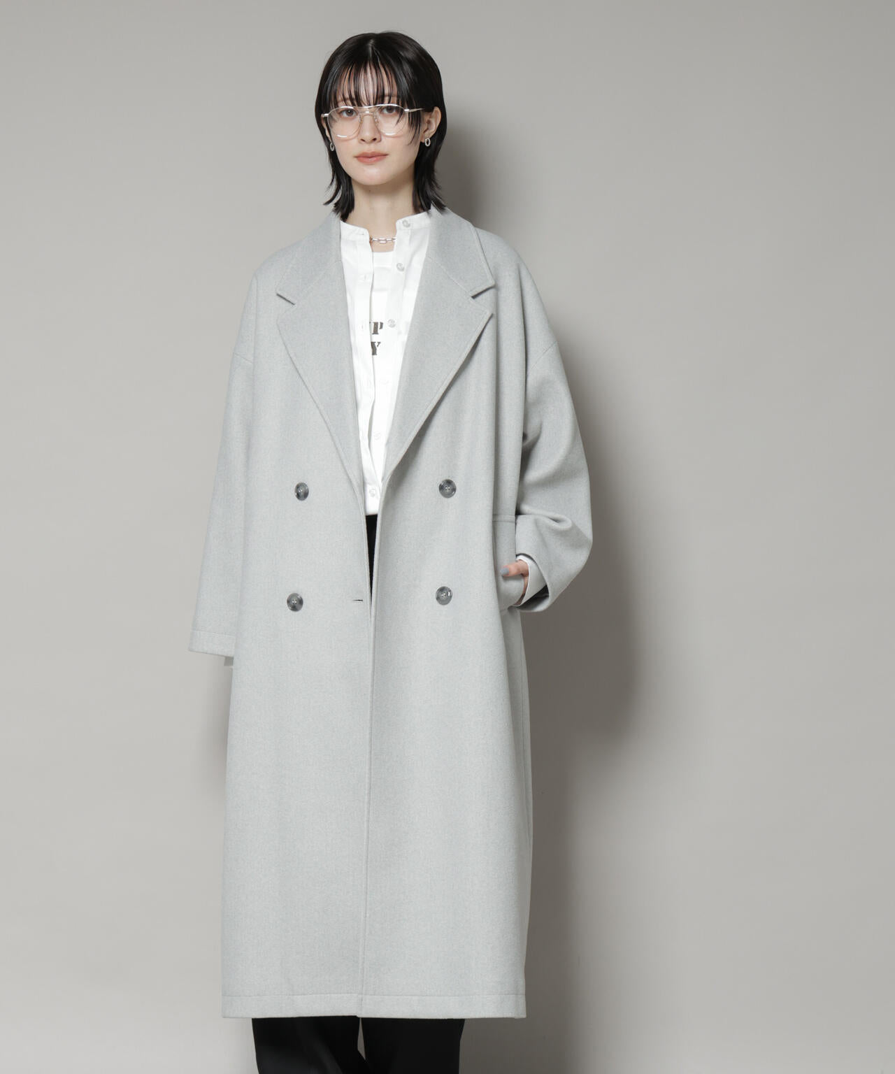 メルトンジャージーチェスターロングコート | NANO universe（ナノ