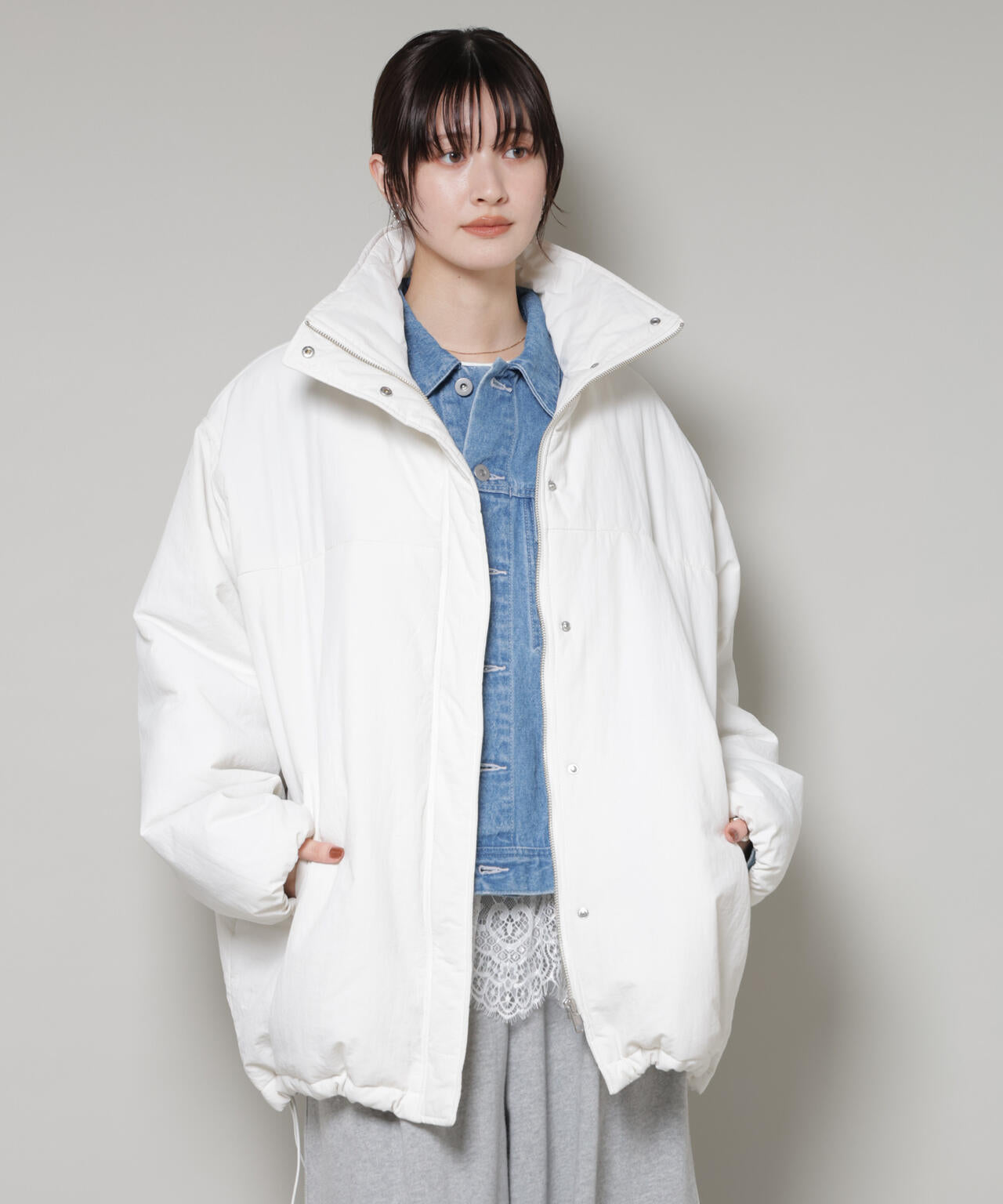 Dolce オーガンジーブルゾン　白　新品未使用 撥水加工 中綿スタンドオーバージップブルゾン | NANO universe（ナノ