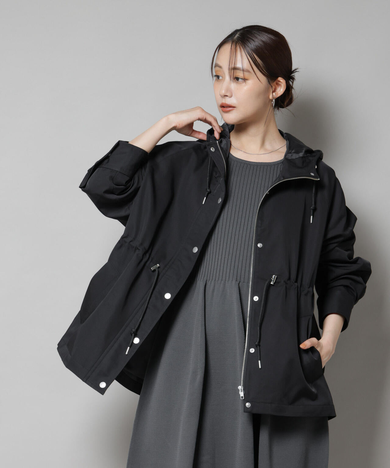 撥水加工フードブルゾン