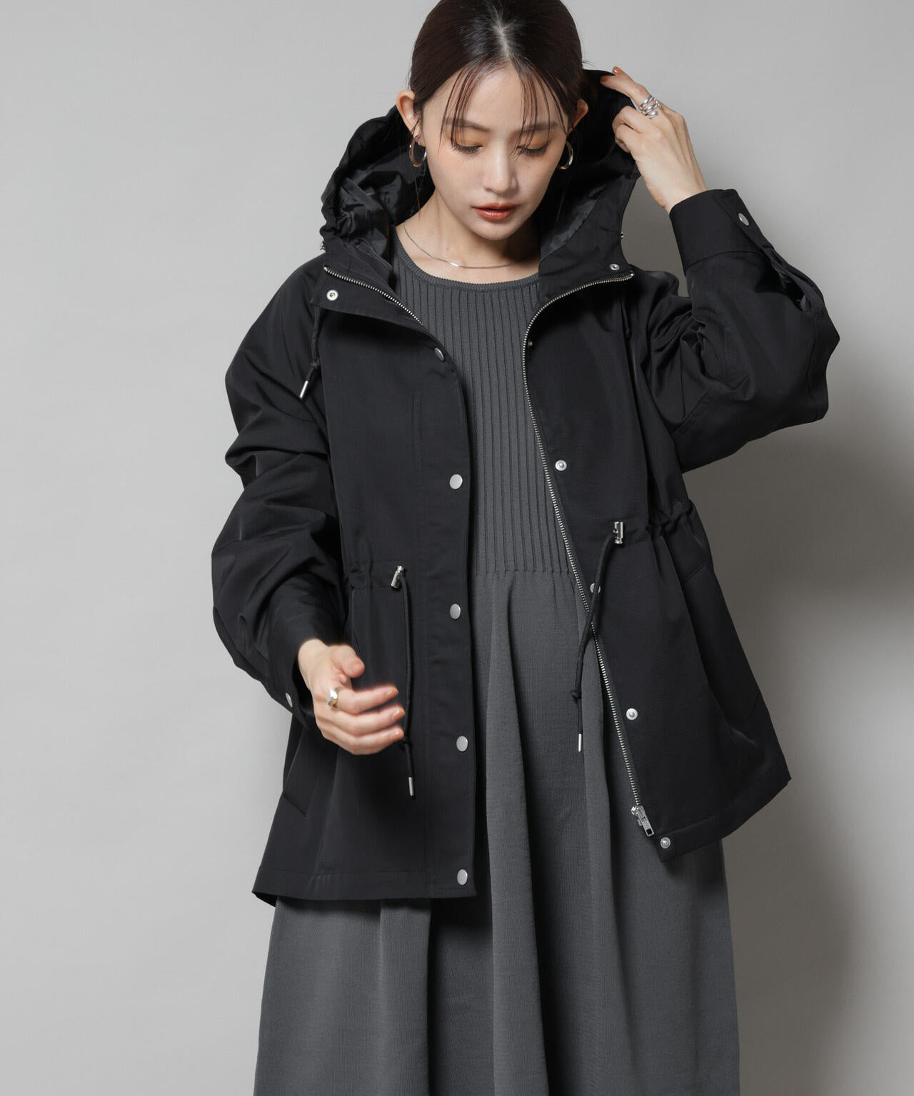 撥水加工フードブルゾン