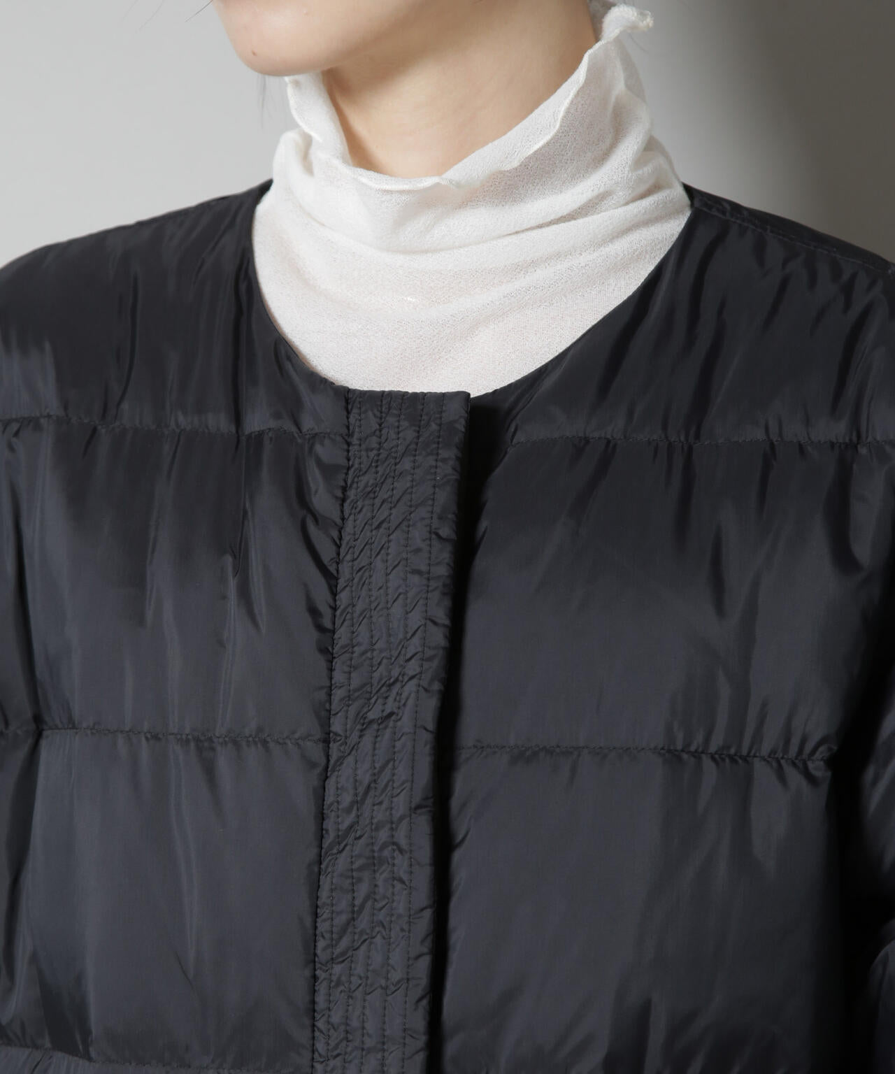 撥水加工ライトダウン リバーシブルノーカラージャケット | NANO