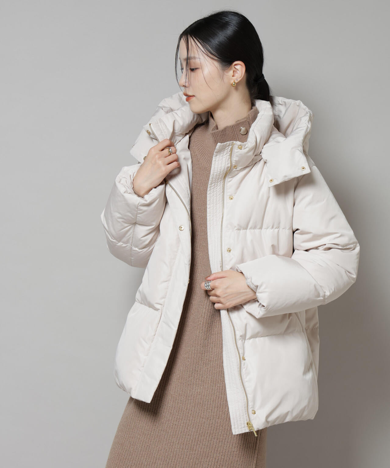 フードナノテクノロジー 撥水加工 ライトダウン フードジップアップ ベスト