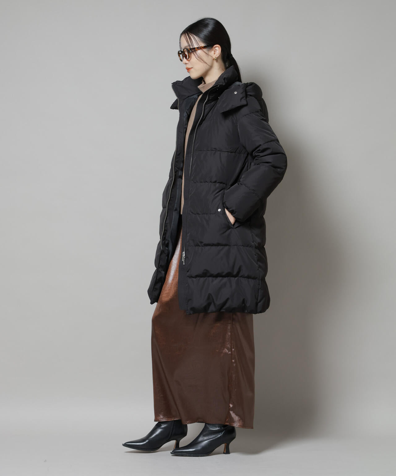 撥水加工 フードロングダウンコート
