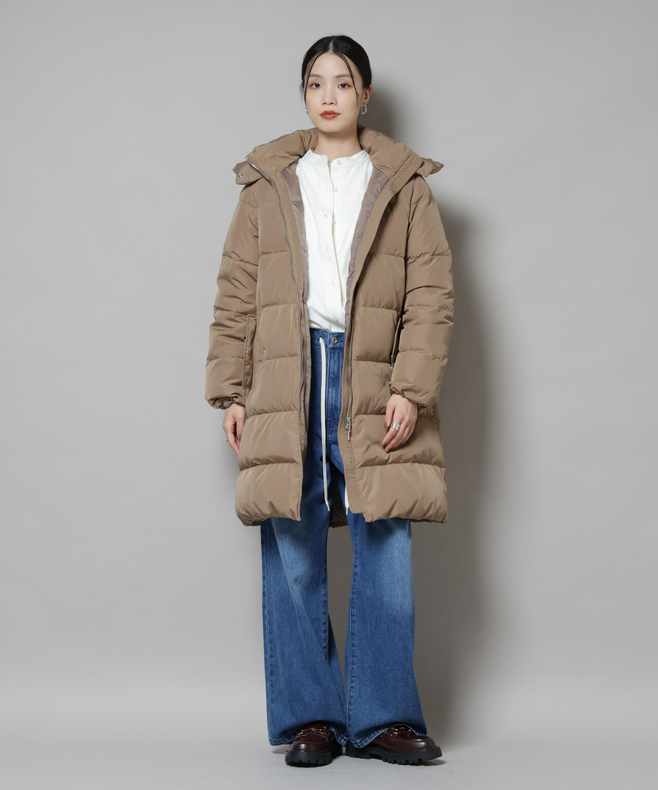 撥水加工 フードロングダウンコート