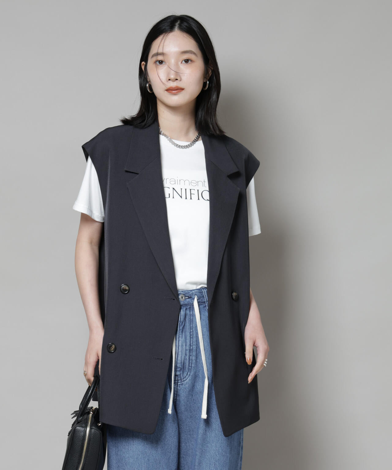 テーラードWボタンミドルジレ(セットアップ可) | NANO universe（ナノ