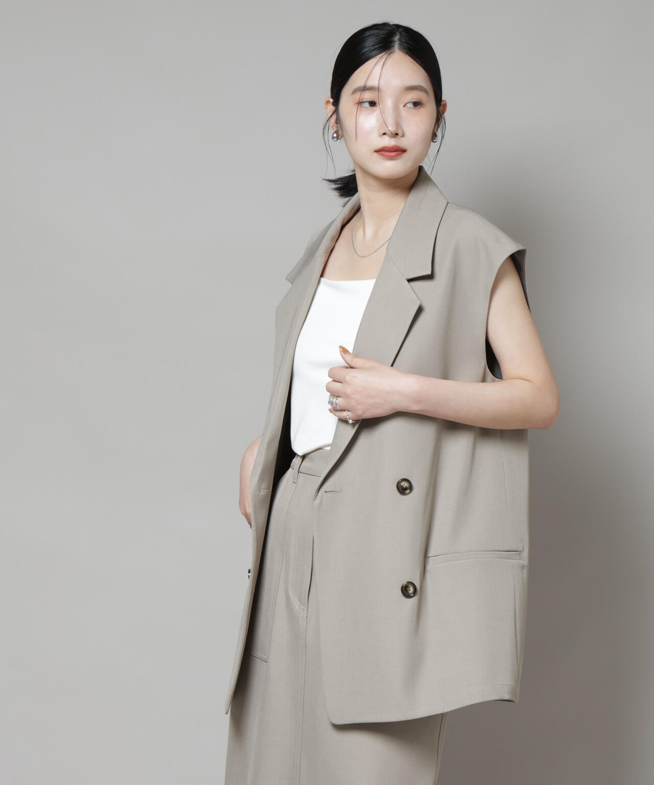 テーラードＷボタンミドルジレ(セットアップ可)