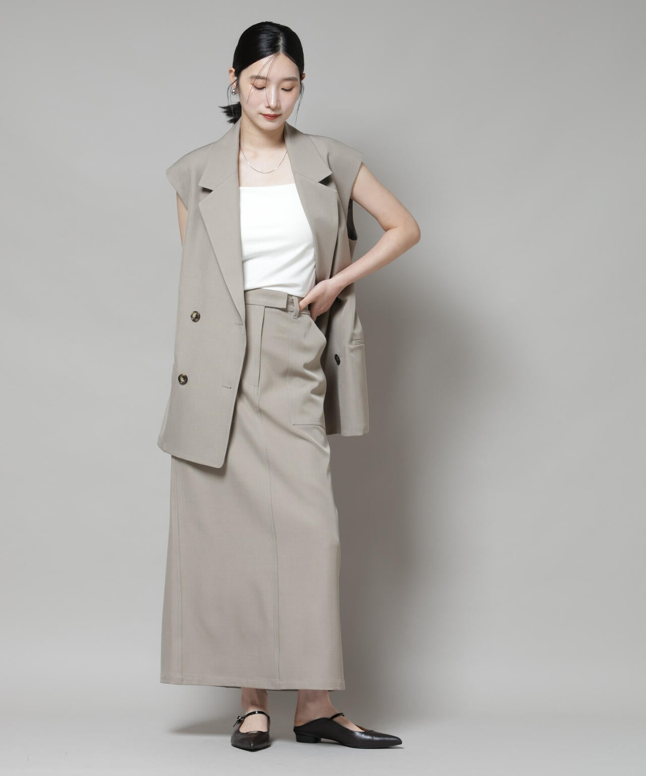 テーラードＷボタンミドルジレ(セットアップ可)