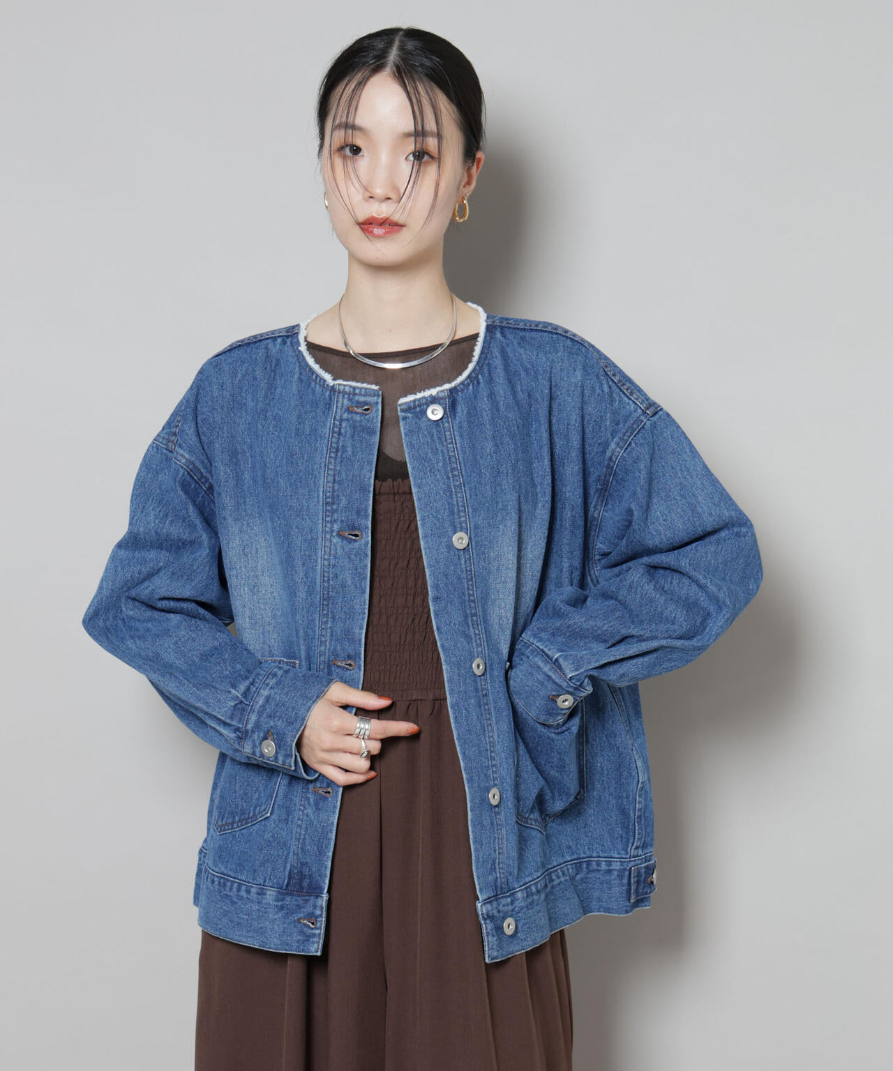 ノーカラーデニムジャケット | NANO universe（ナノ・ユニバース