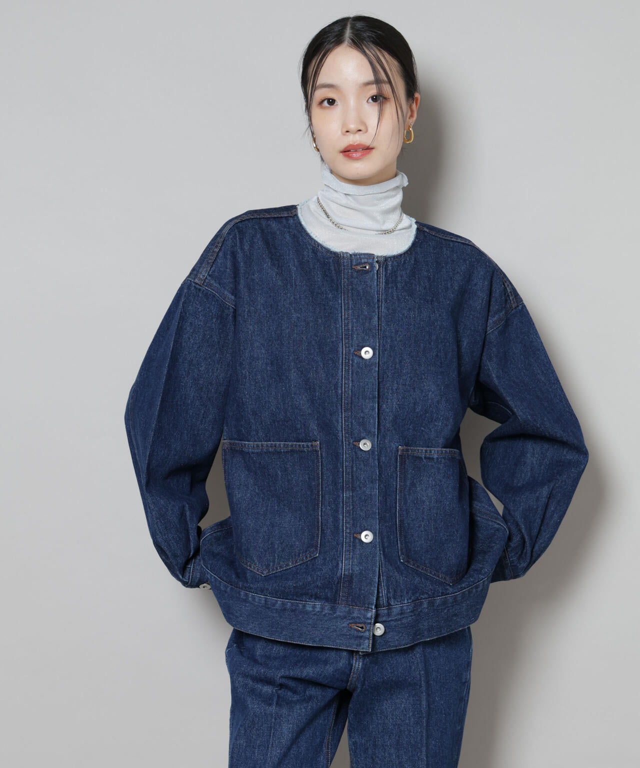 ノーカラーデニムジャケット | NANO universe（ナノ・ユニバース