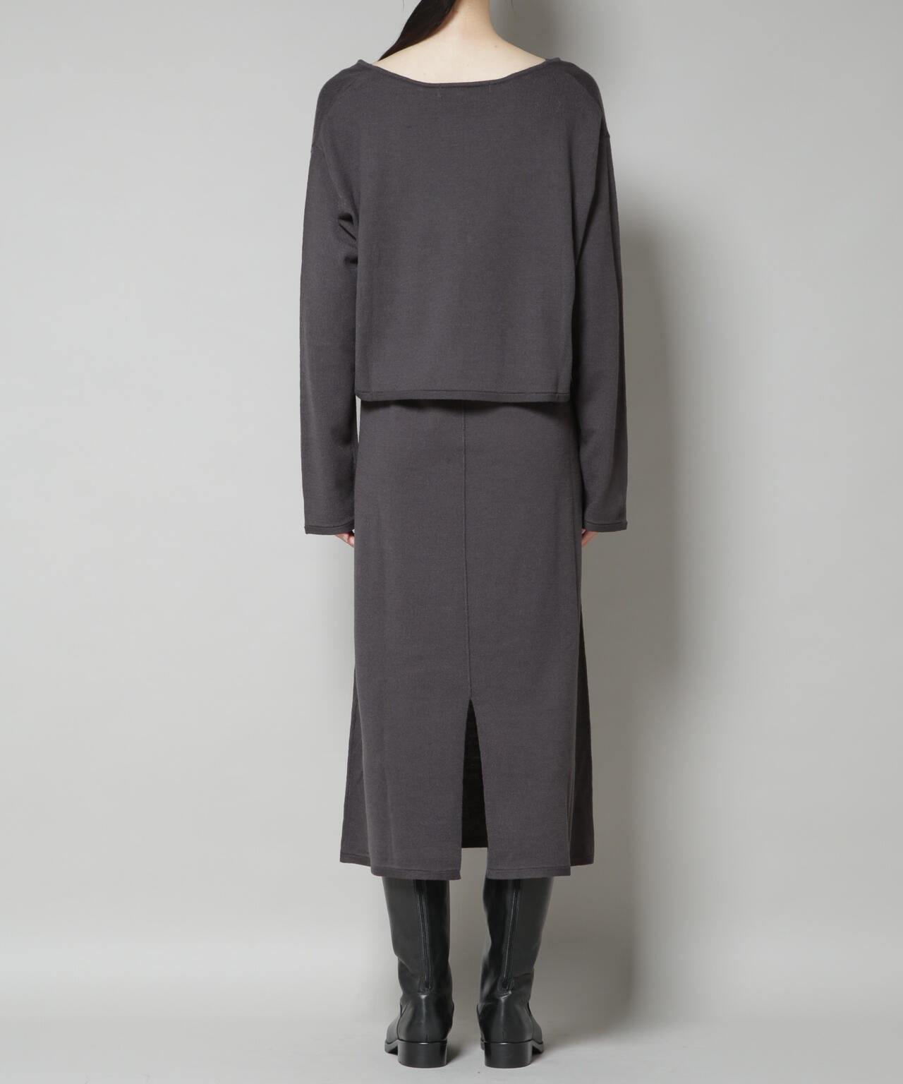 ニットキャミワンピース×クロップドVネックニット セット | NANO