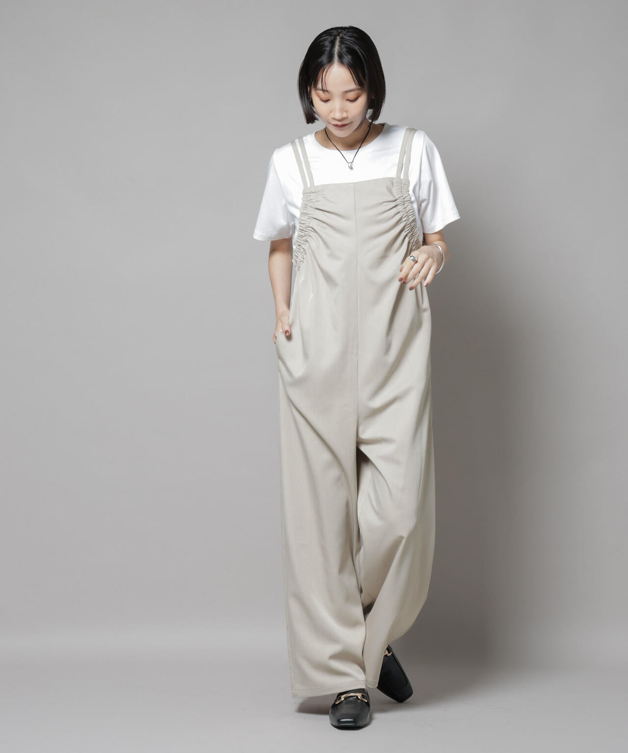 ギャザーデザインサロペットパンツ | NANO universe（ナノ・ユニバース