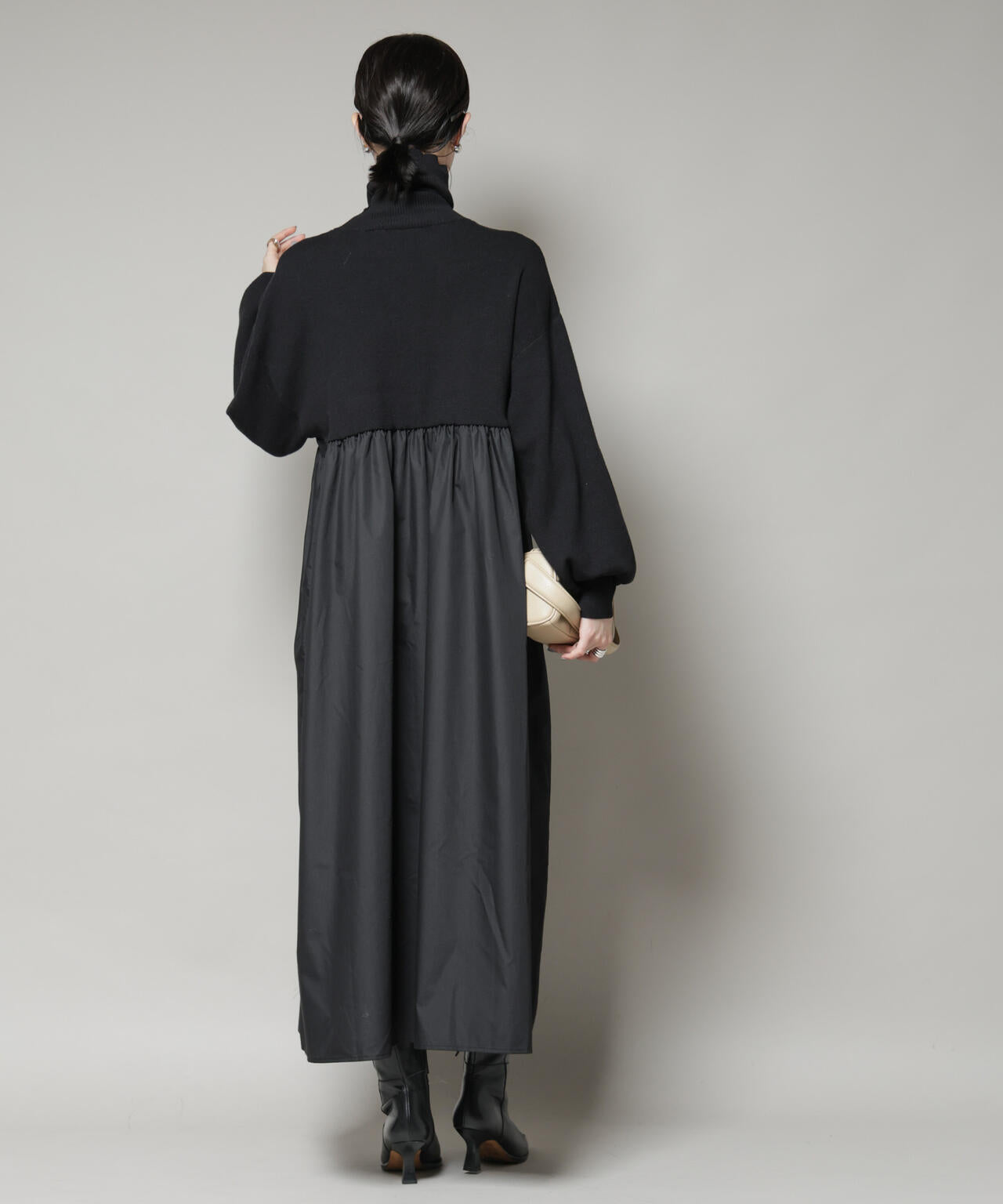 異素材コンビドッキングタートルワンピース