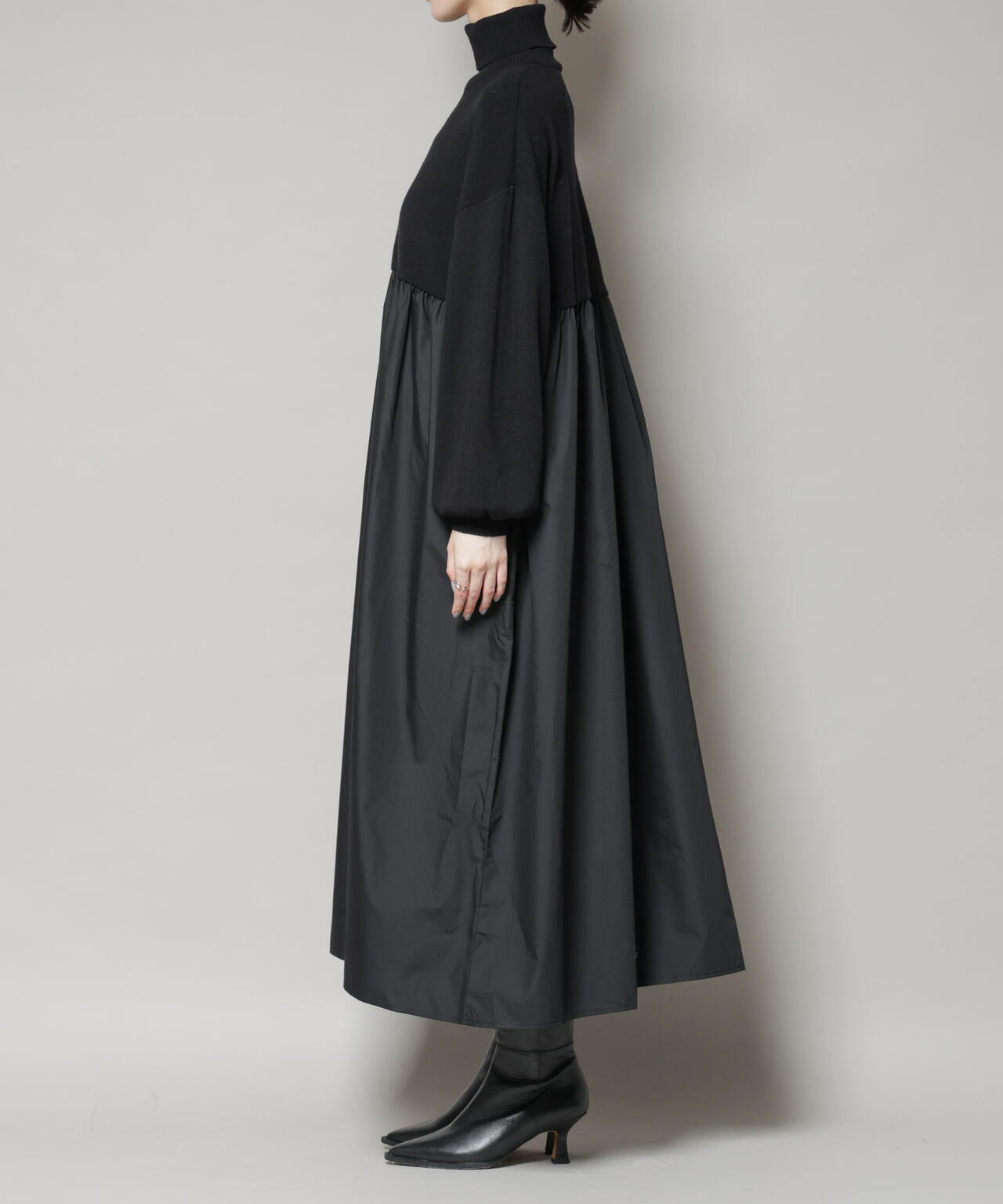 異素材コンビドッキングタートルワンピース