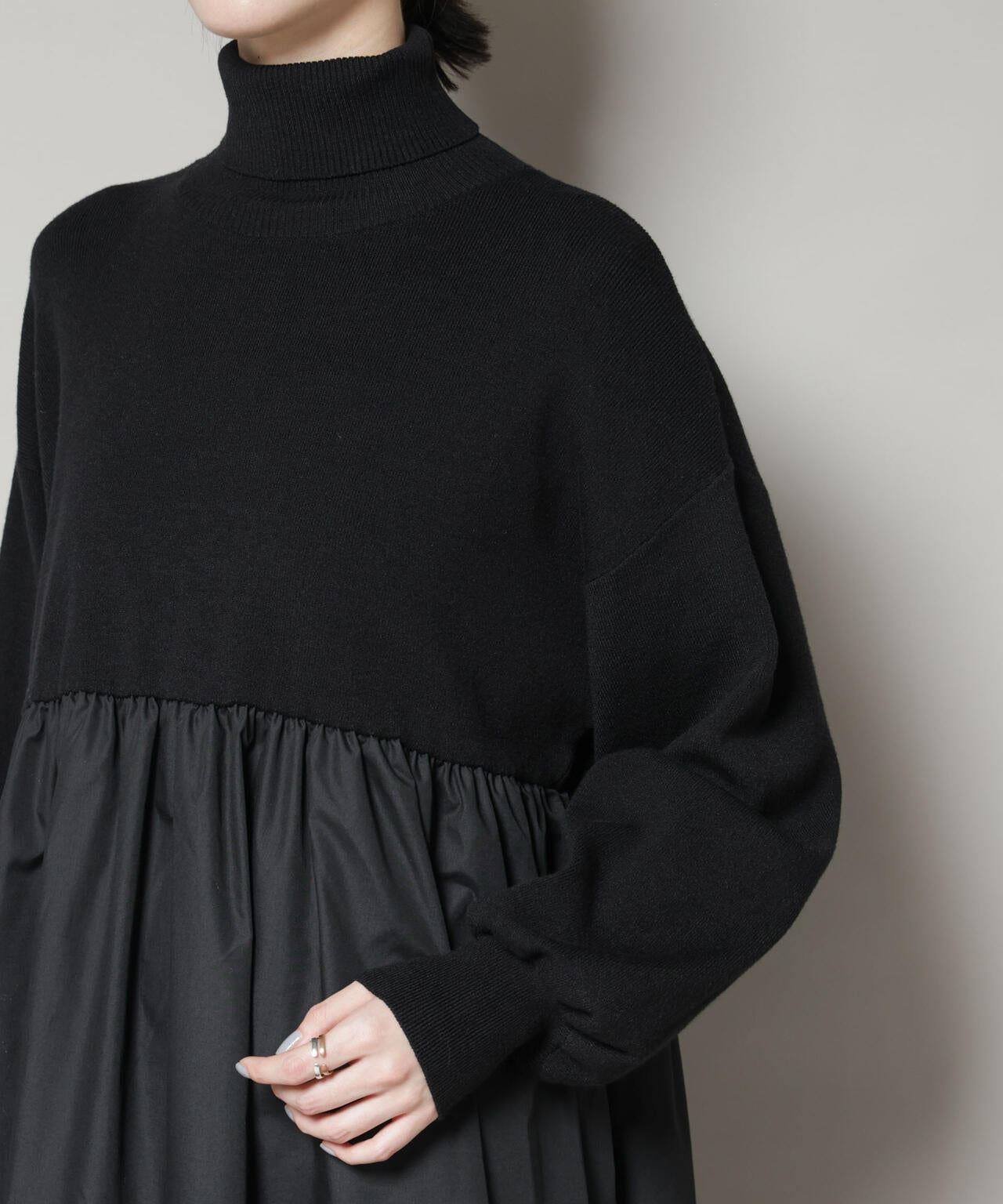 異素材コンビドッキングタートルワンピース