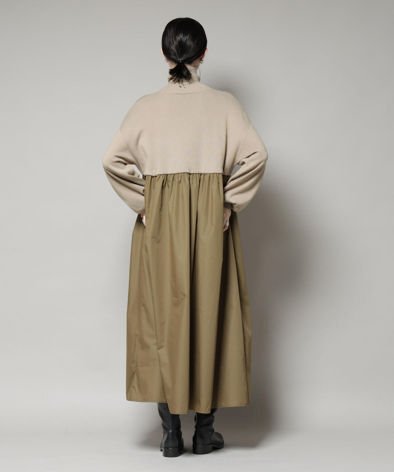 異素材コンビドッキングタートルワンピース