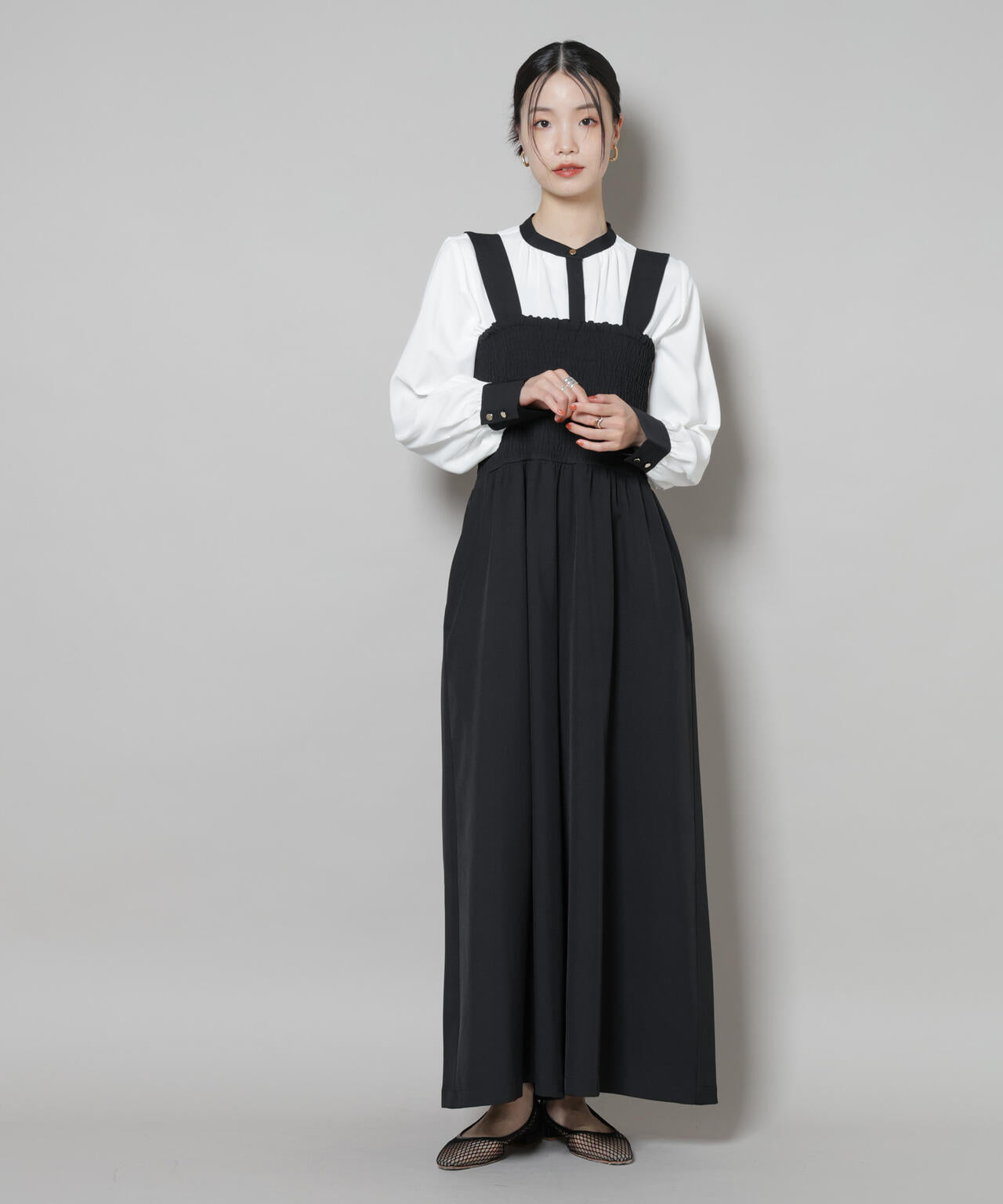 シャーリングサロペット