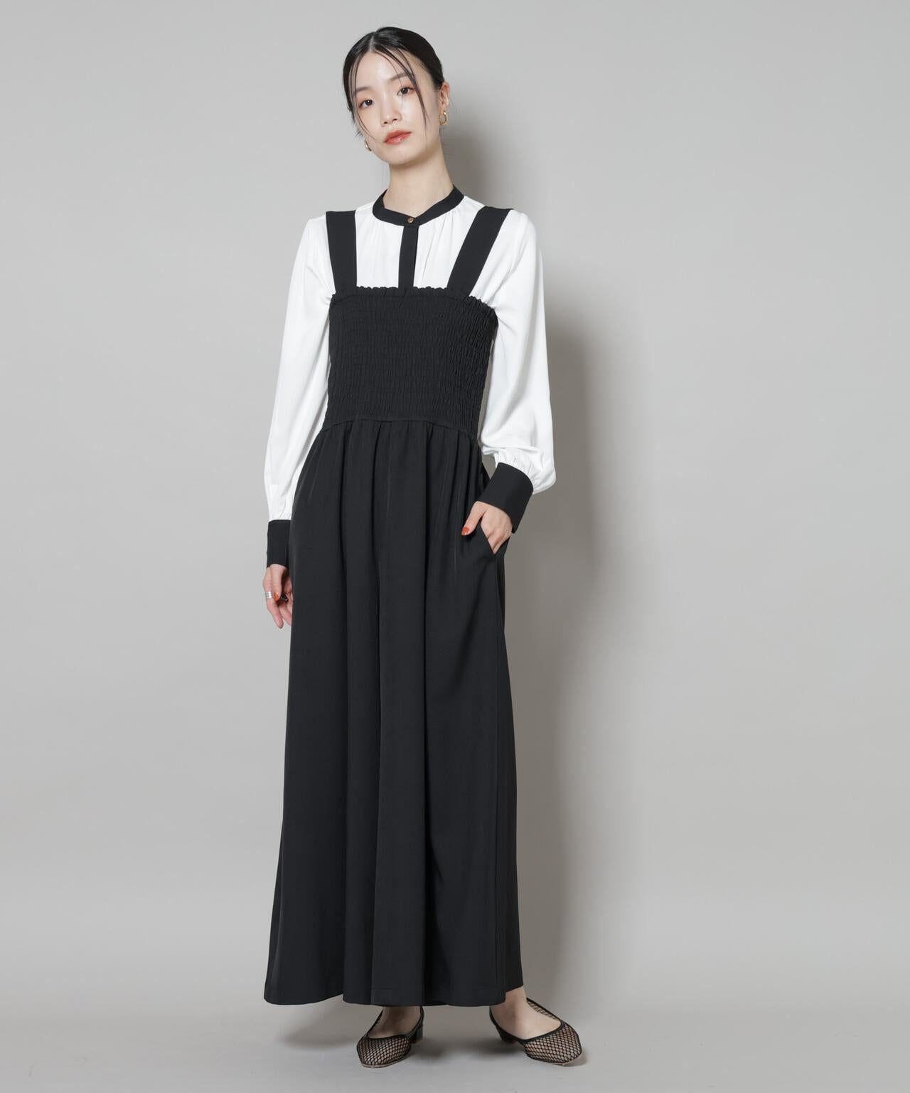 シャーリングサロペット