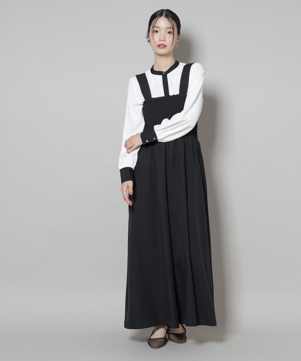 シャーリングサロペット