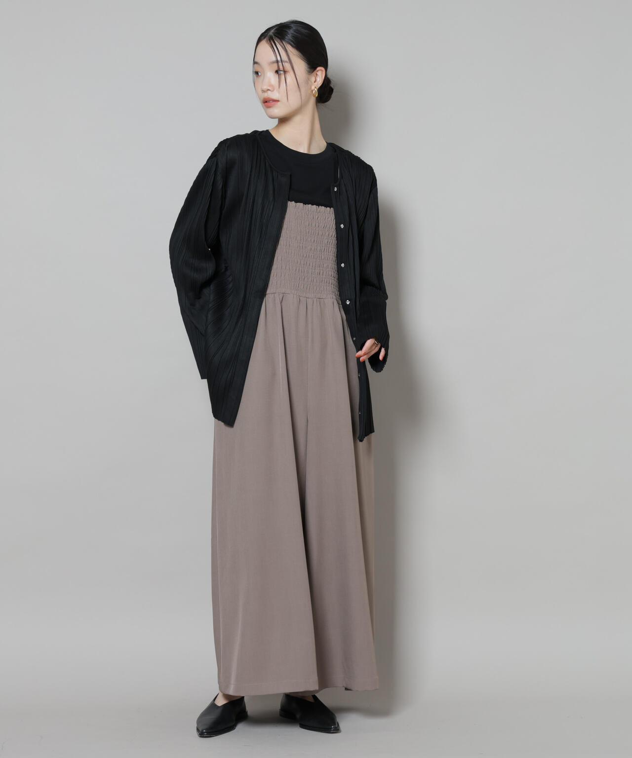 シャーリングサロペット