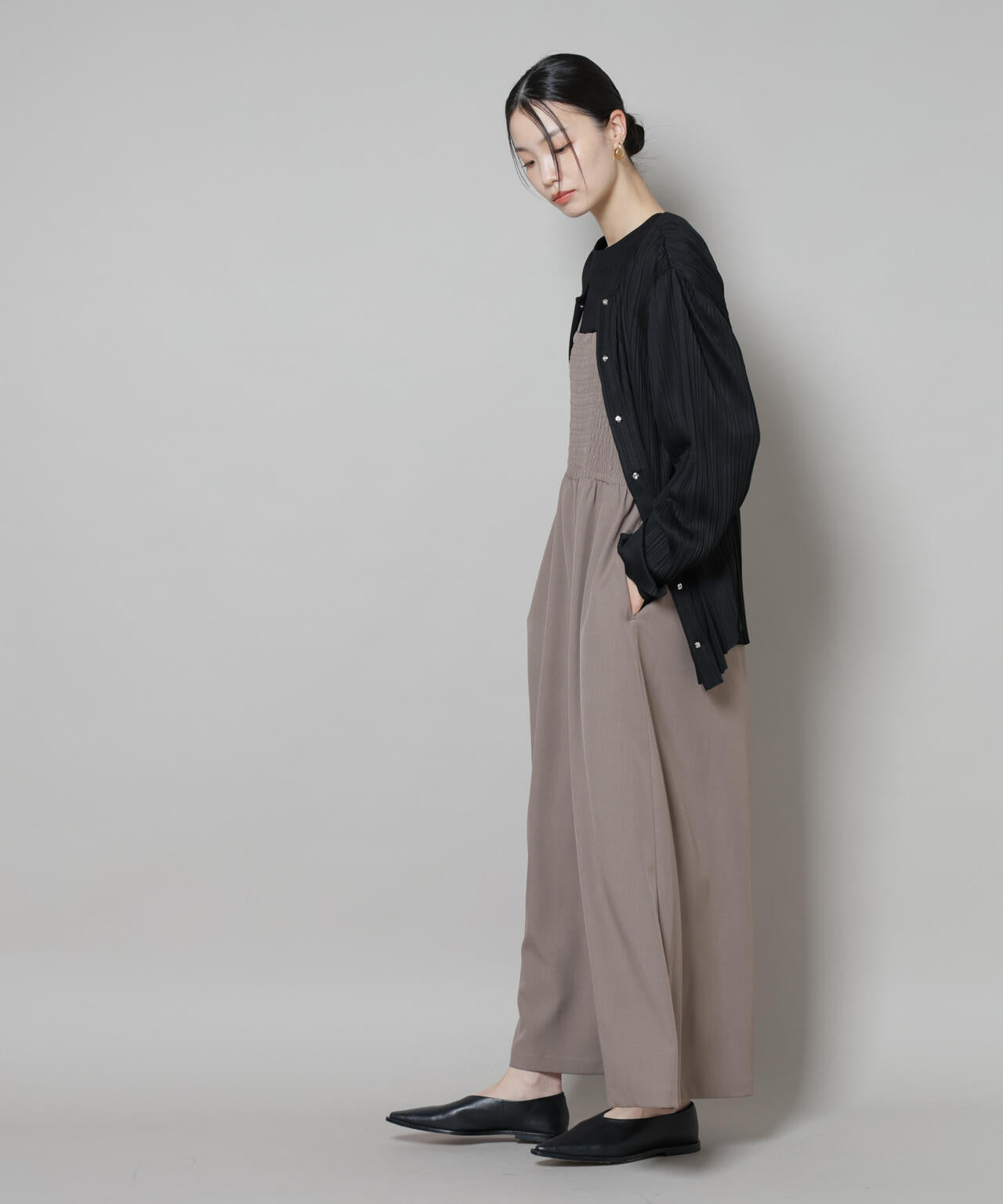 シャーリングサロペット