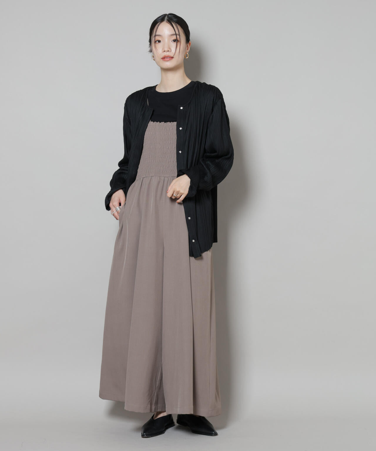 シャーリングサロペット