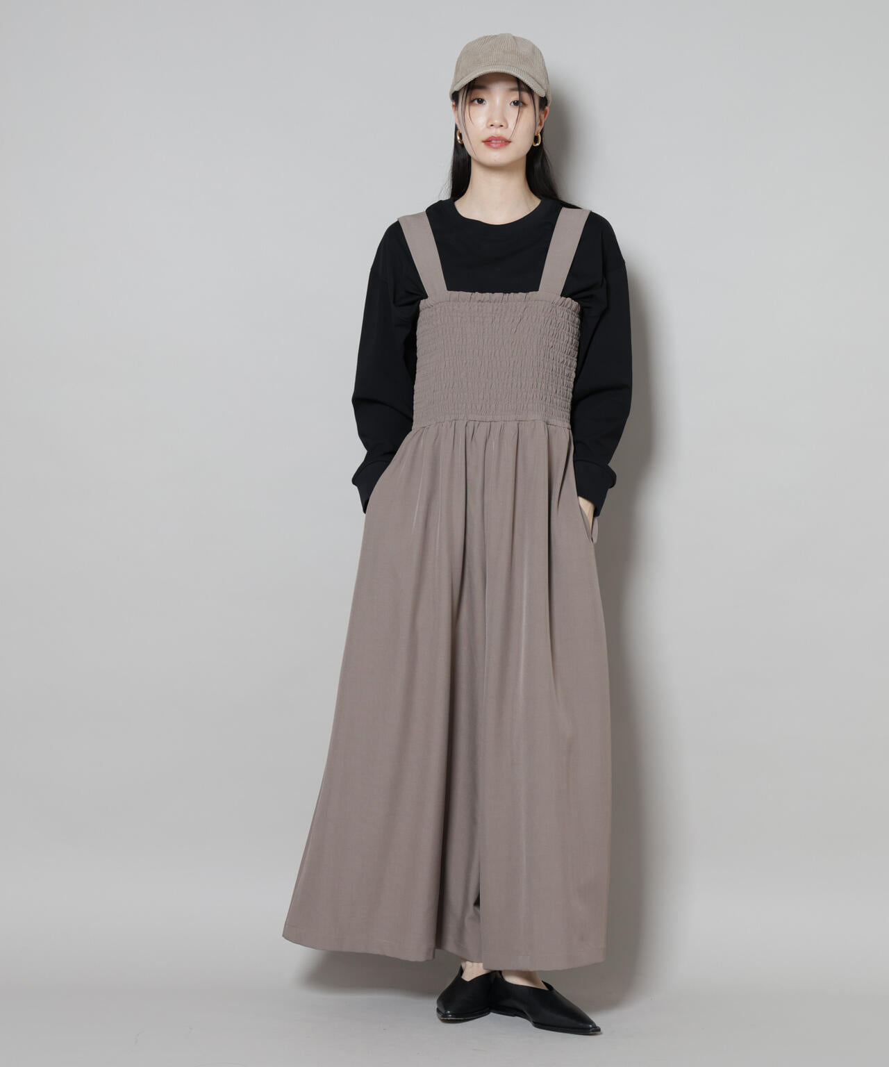 シャーリングサロペット