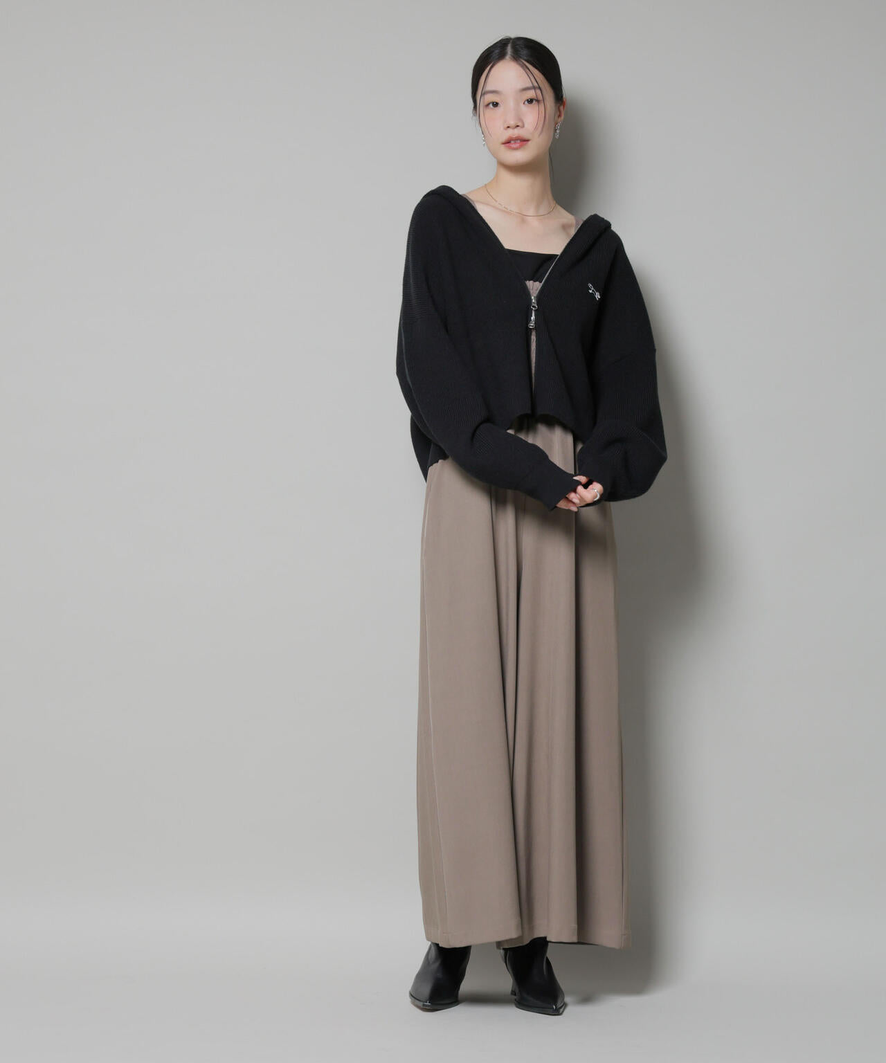 シャーリングサロペット