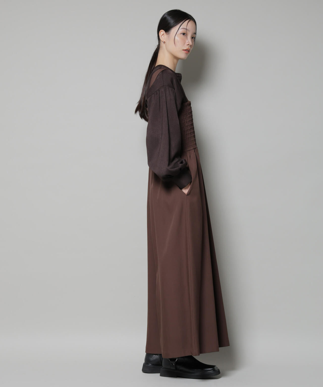 シャーリングサロペット