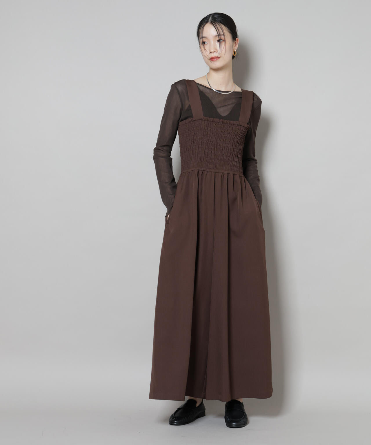 シャーリングサロペット