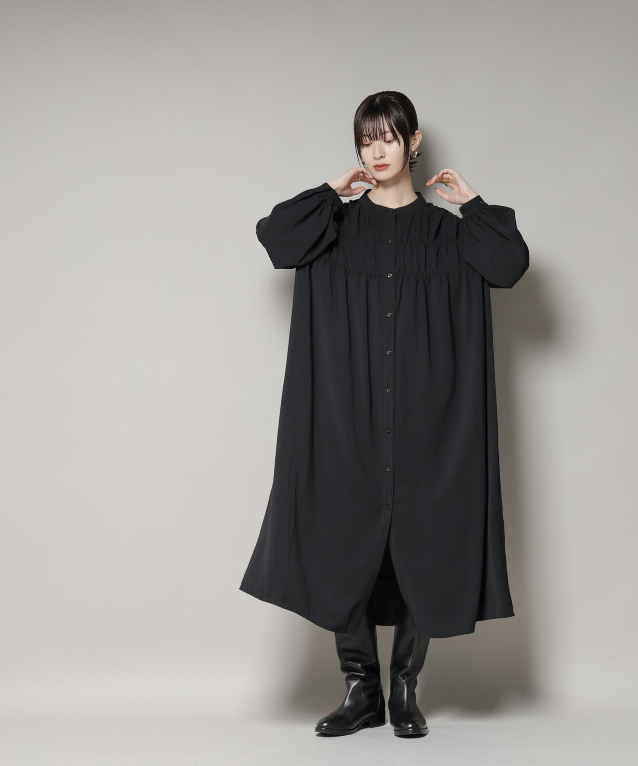 ギャザー切り替えデザインワンピース | NANO universe（ナノ