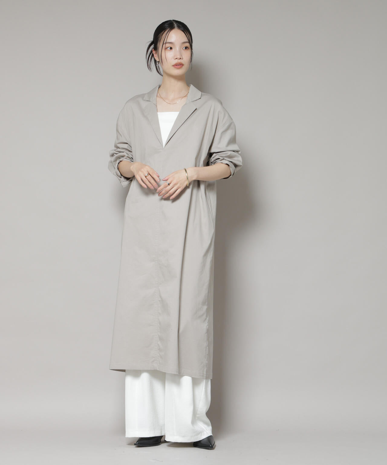 テーラードカラーロングワンピース