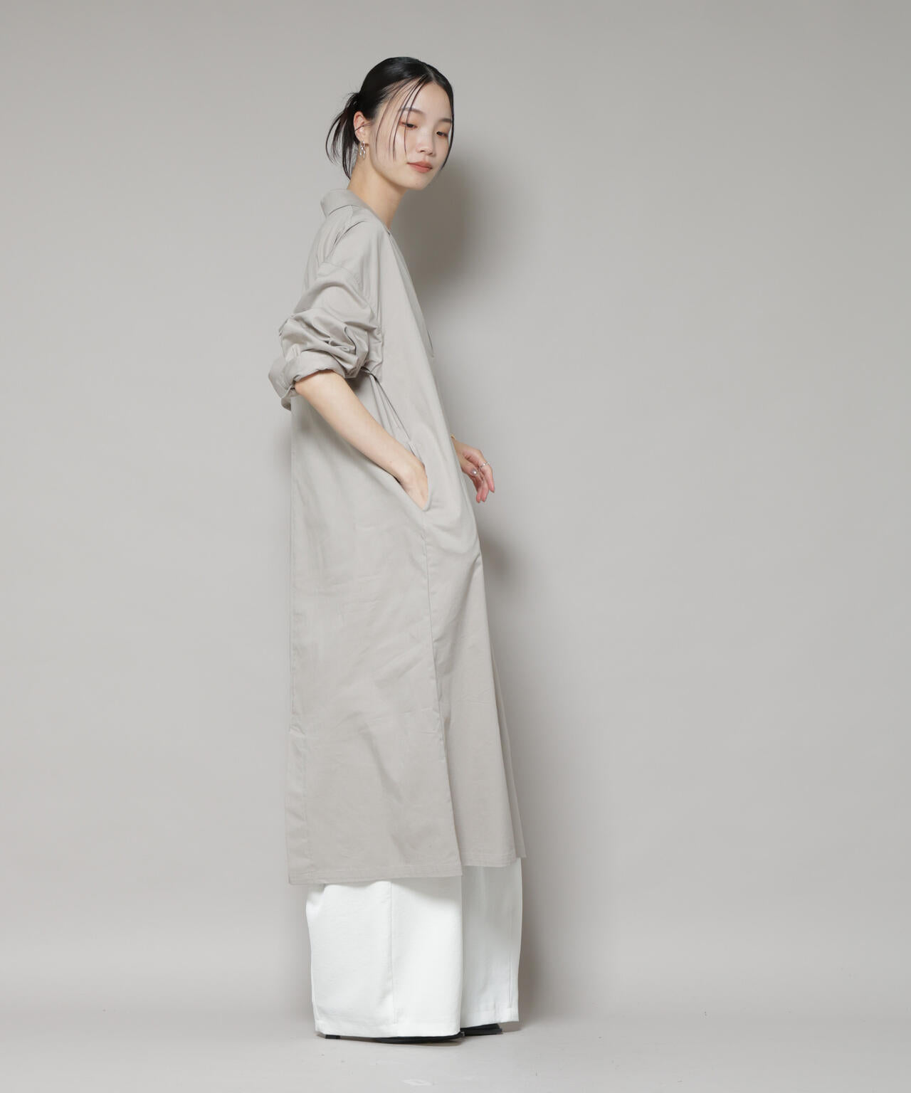 テーラードカラーロングワンピース